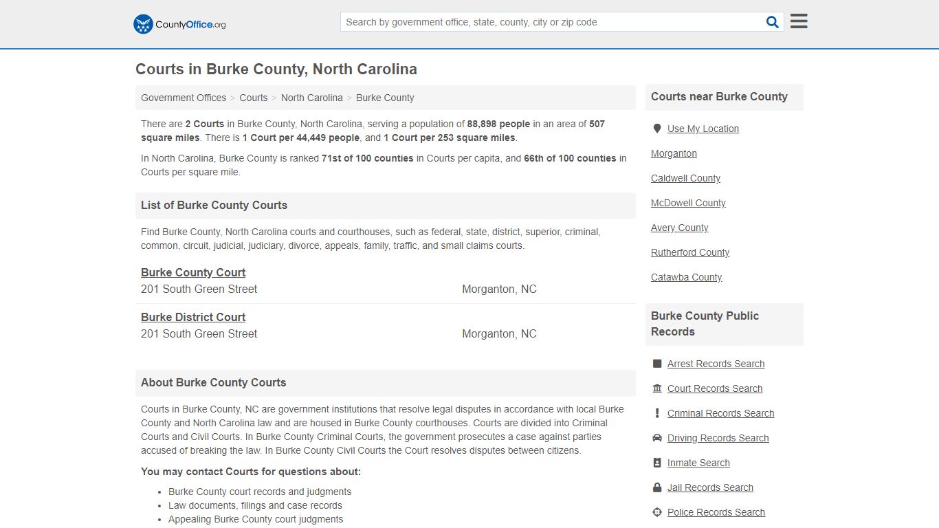 Courts - Burke County, NC (Court Records & Calendars)